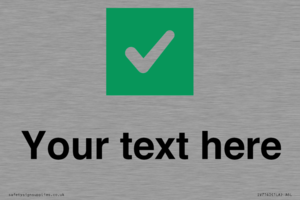 Custom plain background, green square with tick sign